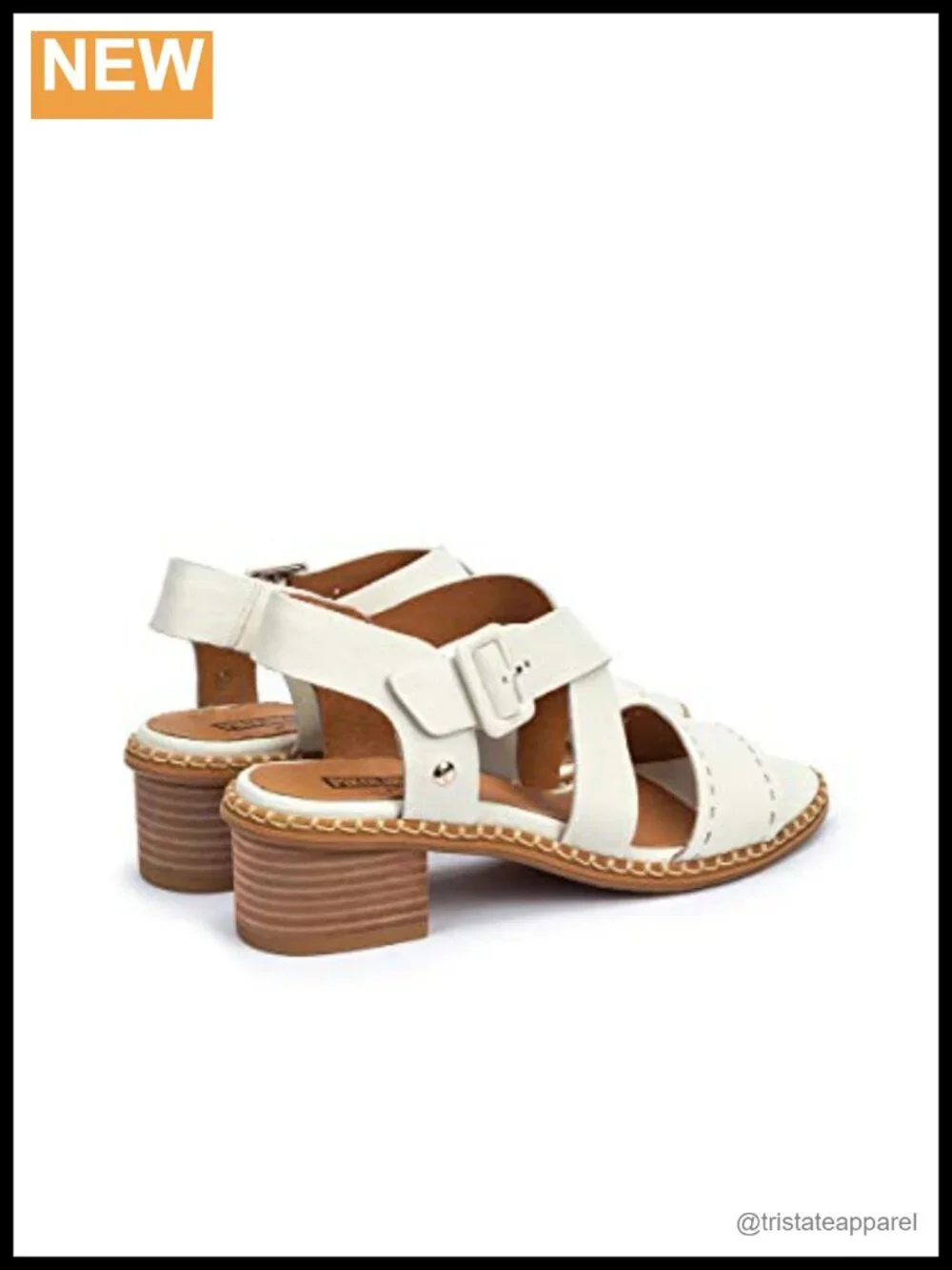 PIKOLINOS Leather Block Heel Sandals Buckle Adjustable Open Toe
